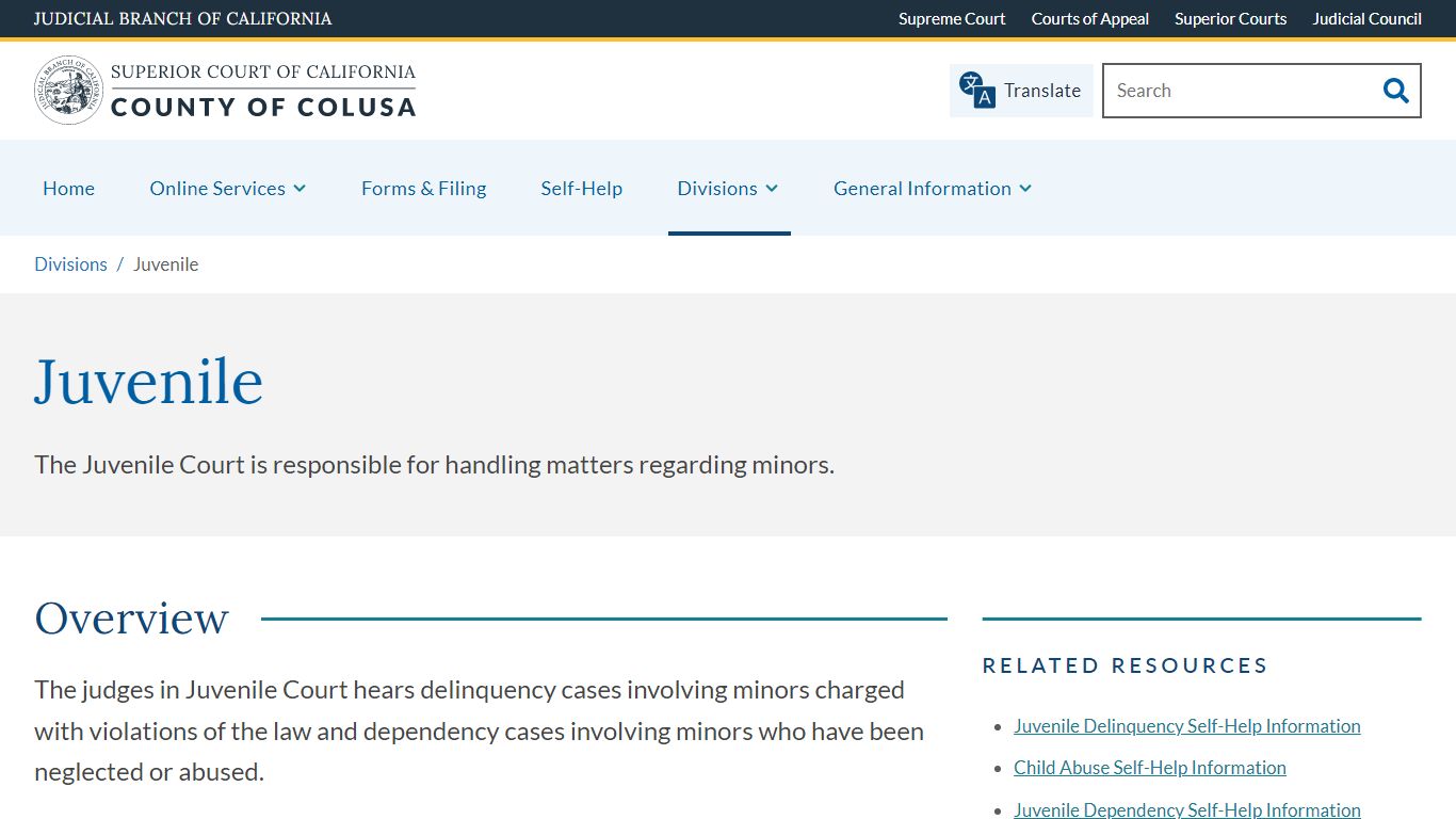 Juvenile | Superior Court of California | County of Colusa